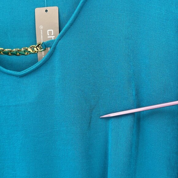 Travelers By Chicos Tunic Top Womens Short Sleeve Asymmetrical Cozumel Blue XL - Picture 4 of 10